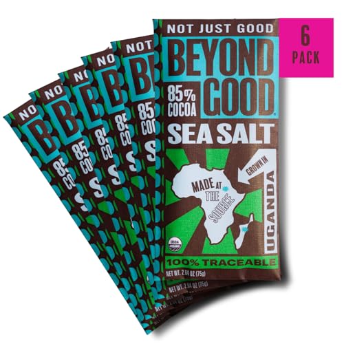 Beyond Good 85% Cocoa Dark Chocolate Bars with Sea Salt | 6 Pack - Chocolate Bars | Organic, Direct Trade, Vegan, Kosher