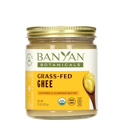 Banyan Botanicals Grass-Fed Ghee – Original Cultured Organic Ghee (Clarified Butter) – Tasty Oil & Butter Alternative fo