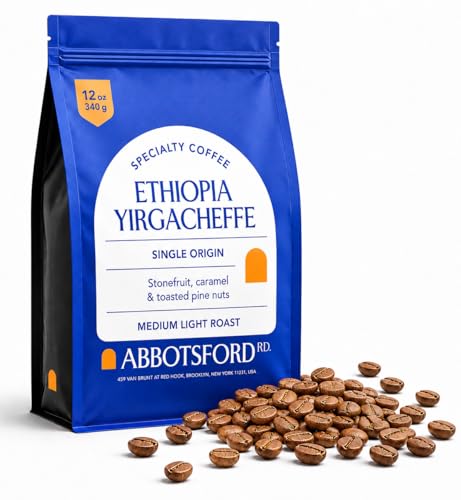Ethiopian Coffee Beans, Medium-Light Roast Ethiopian Coffee Beans with Stone Fruit, Caramel & Toasted Pine Nuts, Flavore