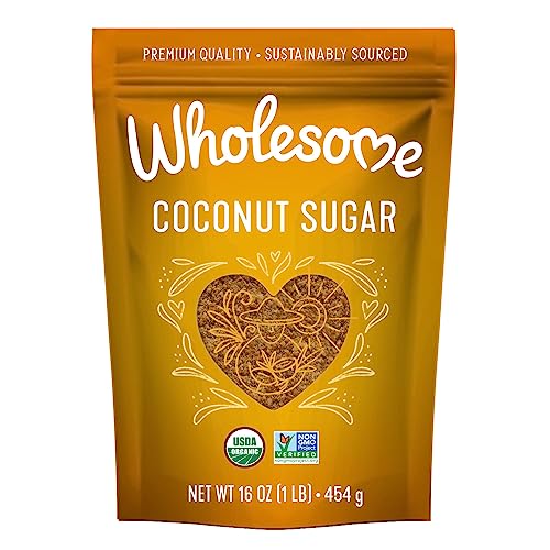 Wholesome Sweeteners 16-Ounce Organic Coconut Sugar, Non GMO, Gluten Free & Vegan Sweetener, for Baking, Sauces, and Smo