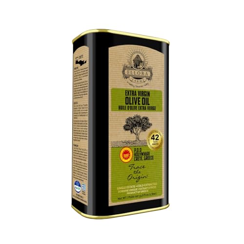 Ellora Farms Olive Oil Extra Virgin, Certified Single Estate PDO, High Polyphenol Extra Virgin Olive Oil, Cold Pressed &