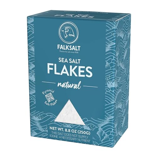 Falksalt - Natural Sea Salt Flakes, Light & Crunchy Gourmet Sea Salt Flakes for Cooking, Baking, & Finishing (8.8 oz)