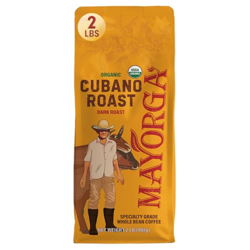 Mayorga Organic Coffee 2lb Cafe Cubano Roast - Dark Roast Whole Bean Specialty Grade Coffee, 100% Arabica, Slow Roasted,