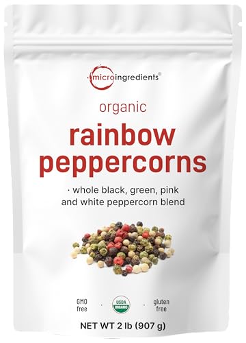 Micro Ingredients Organic Whole Rainbow Peppercorns, 2lbs | Premium Whole Peppercorns for Grinder Refill | Great for Sea