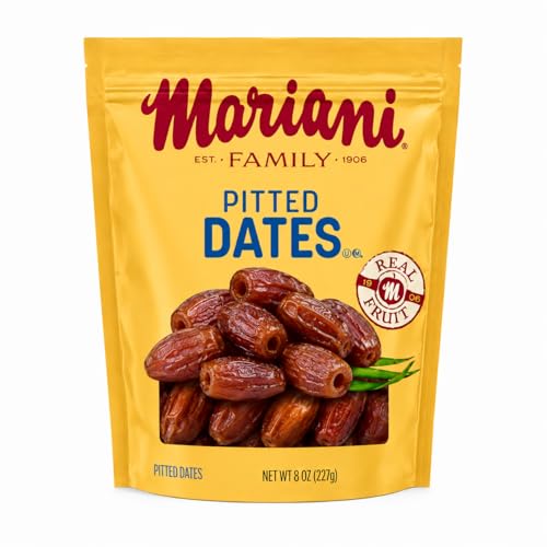 Mariani Pitted Dates, 8 Oz Bag | Naturally Sweet Dates for Snacking, Baking & Cooking | Ready-to-Eat Dried Fruit | Resea