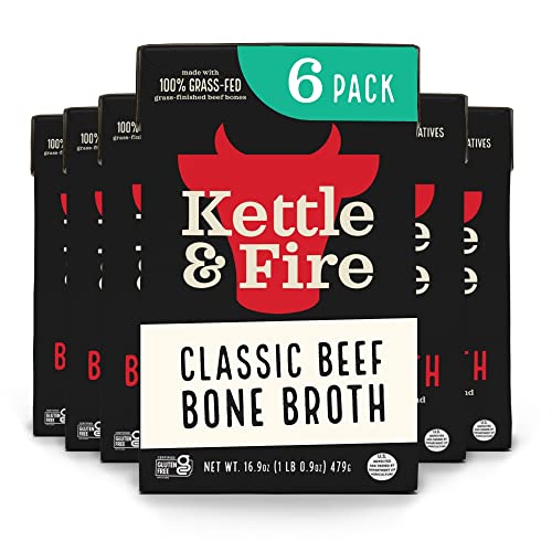 Kettle and Fire Classic Beef Bone Broth, Keto, Paleo, and Whole 30 Approved, Gluten Free, High in Protein and Collagen (