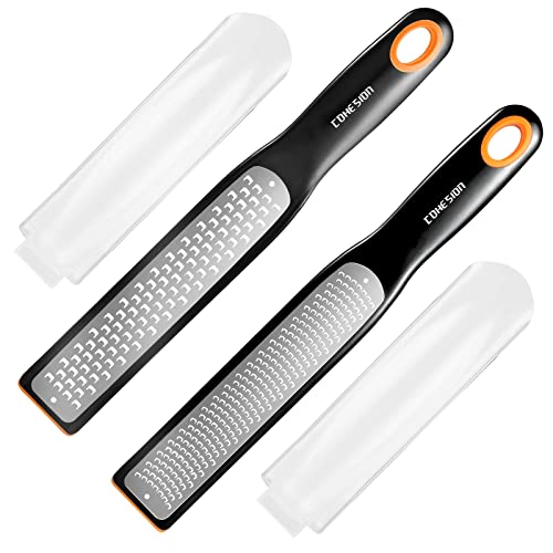 Cohesion Etched Zester & Grater Set of 2 - Kitchen Zester Tool for Lemon, Cheese, Garlic, Ginger, Nutmeg, Chocolate, Fru