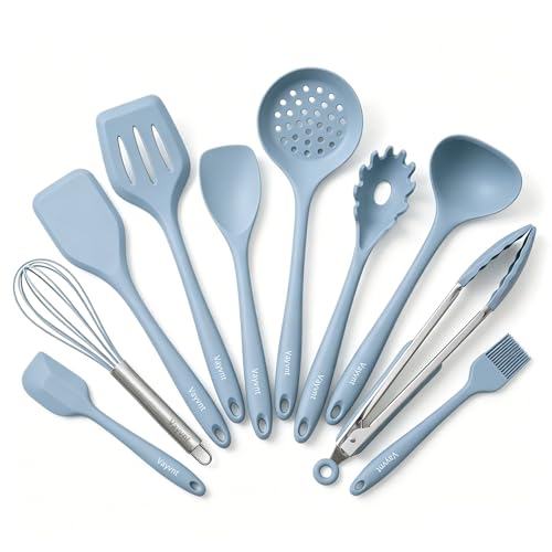 Vayvnt Silicone Cooking Utensil Set, 10PCS Utensils for Non Stick Pan, Blue