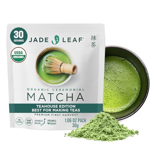 Jade Leaf Matcha Organic Ceremonial Grade Teahouse Edition Matcha Powder - 100% Pure Japanese Premium First Harvest Gree