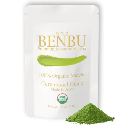 BENBU Organic Ceremonial Grade Matcha Powder, First Harvest, 3.5 oz Pouch | USDA Organic Japanese Matcha Green Tea Powde