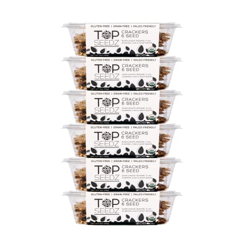 Top Seedz Certified Organic Gluten Free 6 Seed Crackers | 6-Pack | 5 Ounces | Healthy Vegan Crackers with Plant Based Pr