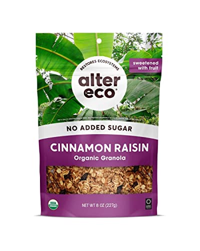 Alter Eco Cinnamon Raisin Granola, Healthy, Organic Breakfast & Snack, Naturally Sweetened with Fruit, Vegan, No Artific