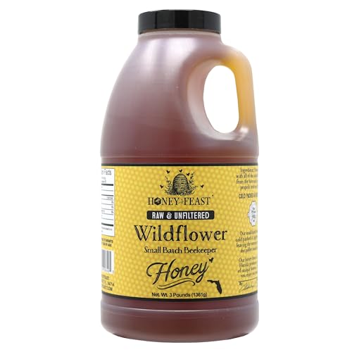 HONEY FEAST 3 Pounds Raw Wildflower Honey | from American Organic floral sources