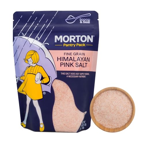 Morton Himalayan Pink Salt Fine Grain, All-Natural Pink Himalayan Salt, 1 lb Resealable Pouch, Ideal for Cooking, Baking