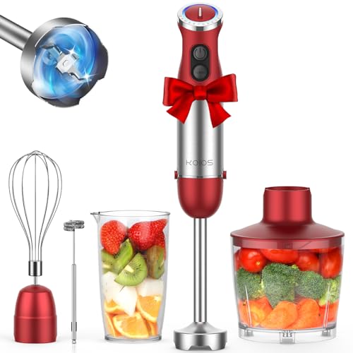 KOIOS 5-in-1 Hand Immersion Blender, 1000W 12 Speed Handheld Blender Stick with Copper Motor Stainless Steel Blade, 600m