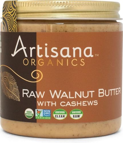 Artisana Organics Raw Walnut Butter with Cashews | No Sugar Added, Just Two Ingredients - Vegan, Paleo, and Non GMO, 9oz