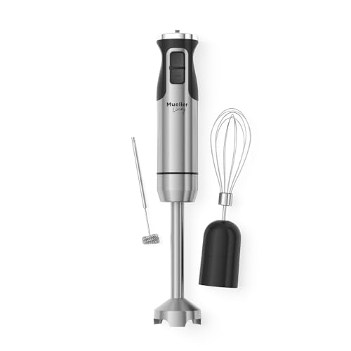 MuellerLiving Ultra-Stick Immersion Hand Blender, 500W Heavy Duty Motor, 8-Speed Turbo Setting, Includes Blending Shaft,