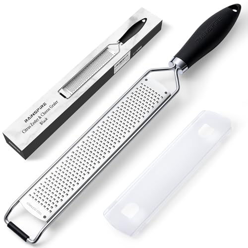 304 Stainless Steel Citrus Lemon Zester Spice Ginger Garlic Grater Black
