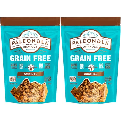 Paleonola Original Grain Free Granola, 10 Oz Resealable Bag (Pack of 2) - Grainless Protein Paleo Granola Blended with D