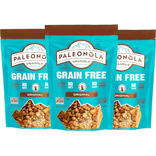 Paleonola Original Grain Free Granola, 10 Oz Resealable Bag (Pack of 3) - Grainless Protein Paleo Granola Blended with D