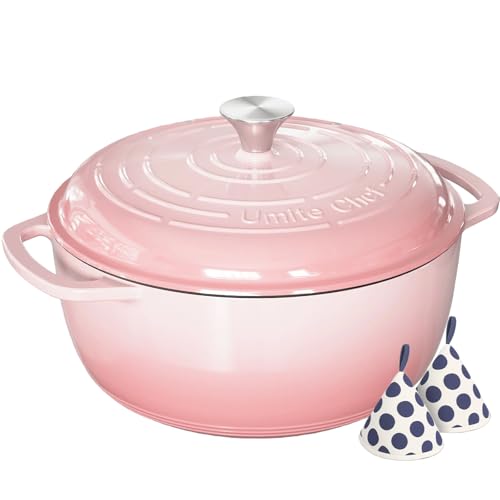 Umite Chef 6QT Enameled Cast Iron Dutch Oven with Lid, Versatile Heavy-Duty Cookware Pot for Baking Bread, Braising, Sou