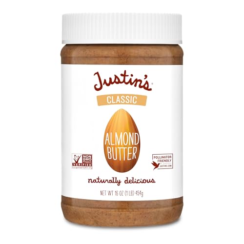 Justin's Classic Almond Butter, Only Two Ingredients, No Stir, Gluten-free, Non-GMO, Keto-friendly, Responsibly Sourced,
