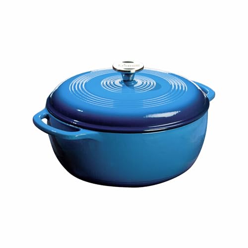 Lodge Essential Enamel Cast Iron Dutch Oven 6 Quarts - Perfect for Bread Baking, Braising, Marinating & Slow Cooking, Fe