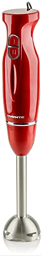 OVENTE Electric Corded Hand Blender, 300W with 2 Mixing Speeds Red HS560R