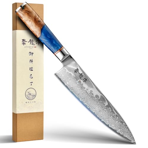 Japanese Chef Knife, 8 Inch Damascus Kitchen Knife with VG10 Steel, Handcrafted Sharp Knife with Ergonomic Handle, Cooki