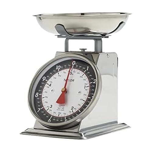 Taylor Mechanical Kitchen Food Scale with Bowl, Weighs Up to 11lbs, Measures in Grams and Ounces, Analog Cooking Scale f