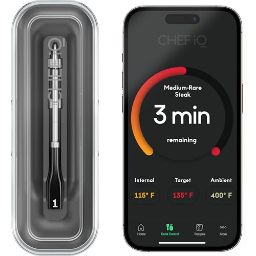 CHEF iQ Sense Smart Wireless Meat Thermometer with Ultra-Thin Probe, Unlimited Range Bluetooth Meat Thermometer, Digital