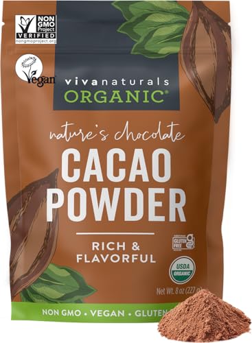 Organic Cacao Powder, Unsweetened, 8 oz (227 g) – Rich Dark Chocolate Flavor, Perfect for Baking, Smoothies & Hot Chocol