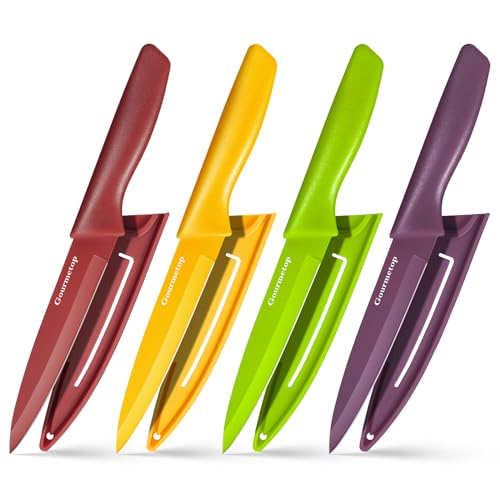 Gourmetop Paring Knife Set of 4, 3.8” Fruit Knife with Cover, German Steel