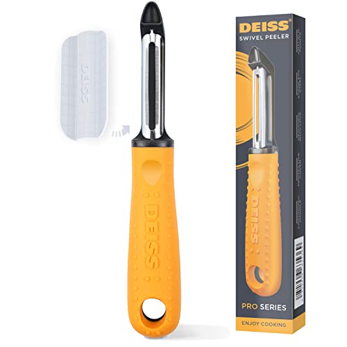 Deiss PRO Swivel Vegetable Peeler - Sharp Stainless Steel Peeler With Easy Non-Slip Hand Grip, Potato Peelers For Kitche
