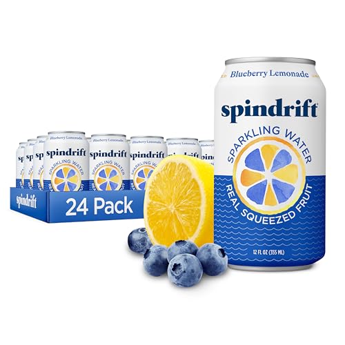 Spindrift Sparkling Water, Blueberry Lemonade Flavored, Made with Real Squeezed Fruit, 12 Fl Oz Cans, Pack of 24 (Only 1