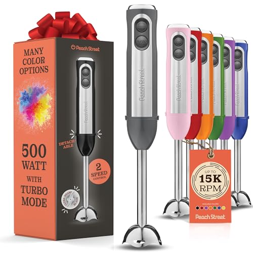Powerful Immersion Blender, Electric Hand Blender 500 Watt with Turbo Mode, Detachable Base. Handheld Kitchen Blender St