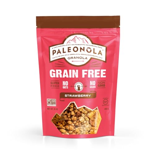 Paleonola Strawberry Grain Free Granola, 10 Oz Resealable Bag (Pack of 1) - Grainless Paleo Granola Blended w/Organic Ma