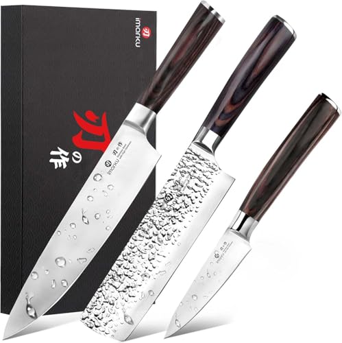 imarku 3 Pieces Knife set, Japanese HC Stainless Steel Kitchen Knife Set, Professional Chef Knife Set With Ergonomic Pak