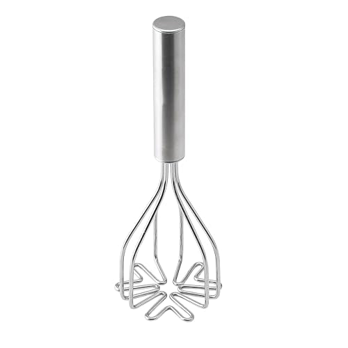 HIC Kitchen 2-In-1 Mix N’Masher Potato Masher, 18/8 Stainless Steel, For Potatoes, Vegetables, Fruits, Guacamole, Baby F