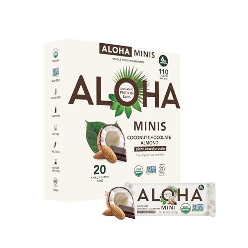 ALOHA Organic Plant Based Protein Bar MINIS |Coconut Chocolate Almond | 20 Count, 24g Bars | Vegan, Low Sugar, Gluten Fr