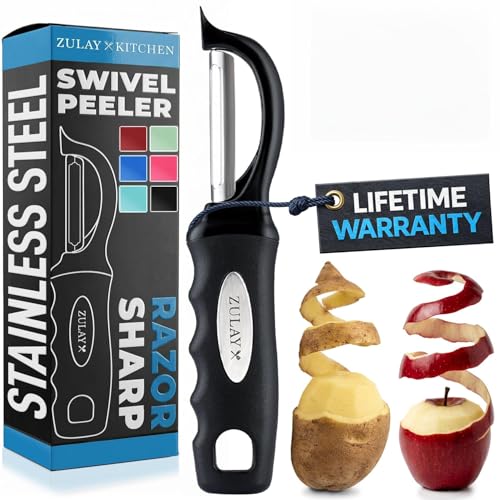 Zulay Kitchen Premium Vegetable Peeler for Kitchen - Swivel Peeler with Razor Sharp Stainless Steel Blades & Strong Ergo