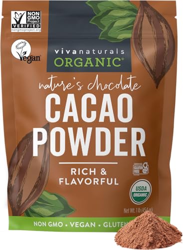 Organic Cacao Powder, Unsweetened, 1 lb (454 g) – Rich Dark Chocolate Flavor, Perfect for Baking, Smoothies & Hot Chocol