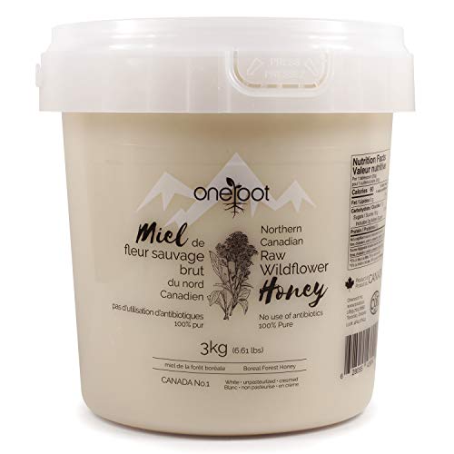 Oneroot 100% Canadian Wildflower Honey - 6.6 lbs, Unheated & Creamed - Nutrient-Rich, Natural Sweetener with Enzymes - T