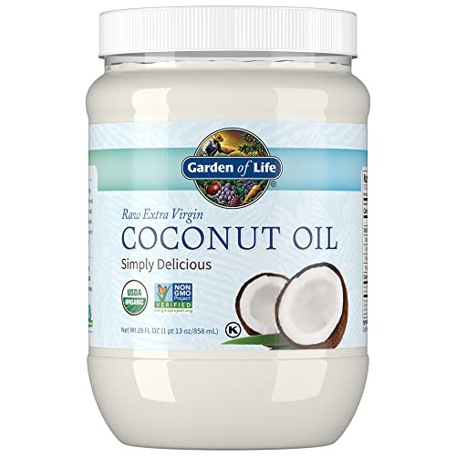 Garden of Life Coconut Oil for Hair, Skin, Cooking - Raw Extra Virgin Organic Coconut Oil, 57 Servings - Pure Unrefined 