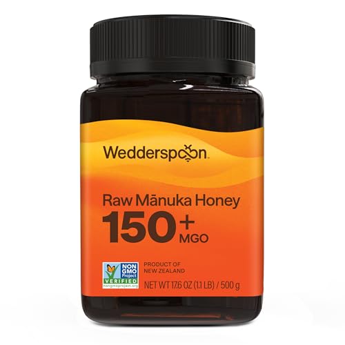 Wedderspoon Raw Manuka Honey 150+ MGO, 17.6 Oz, Unpasteurized New Zealand Honey, Non-GMO, BPA-Free Jar, Superfood & Natu
