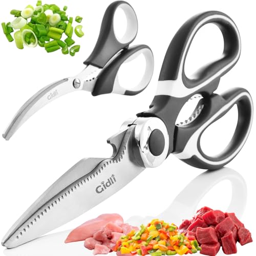 Kitchen Shears by Gidli - Liftime Replacement Warranty* - Includes Seafood Scissors As a Bonus - Heavy Duty Utility Stai