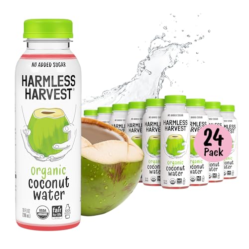 Harmless Harvest Organic Coconut Water 10 Fl Oz, 24 Pack – Original Coconut Water No Sugar Added, No Added Flavor Only N