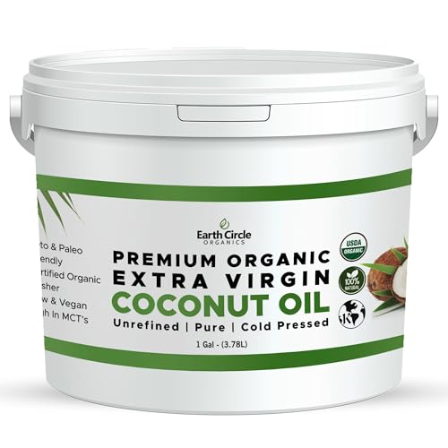 Earth Circle Organics Premium Ultra-Pure Unrefined Cold Pressed Extra Virgin Coconut Oil - Gluten-Free, Keto & Paleo Fri
