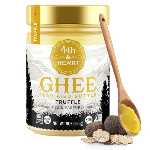 4th & Heart Truffle Ghee, Grass-Fed Ghee, Clarified Butter, 100% Butter Fat, Pasture-Raised, Lactose & Casein Free, High