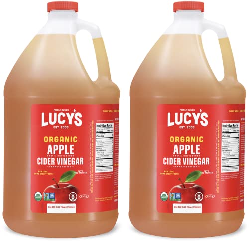 Lucy's Family Owned - USDA Organic NonGMO Raw Apple Cider Vinegar, Unfiltered, Unpasteurized, With the Mother, (2 Pack G